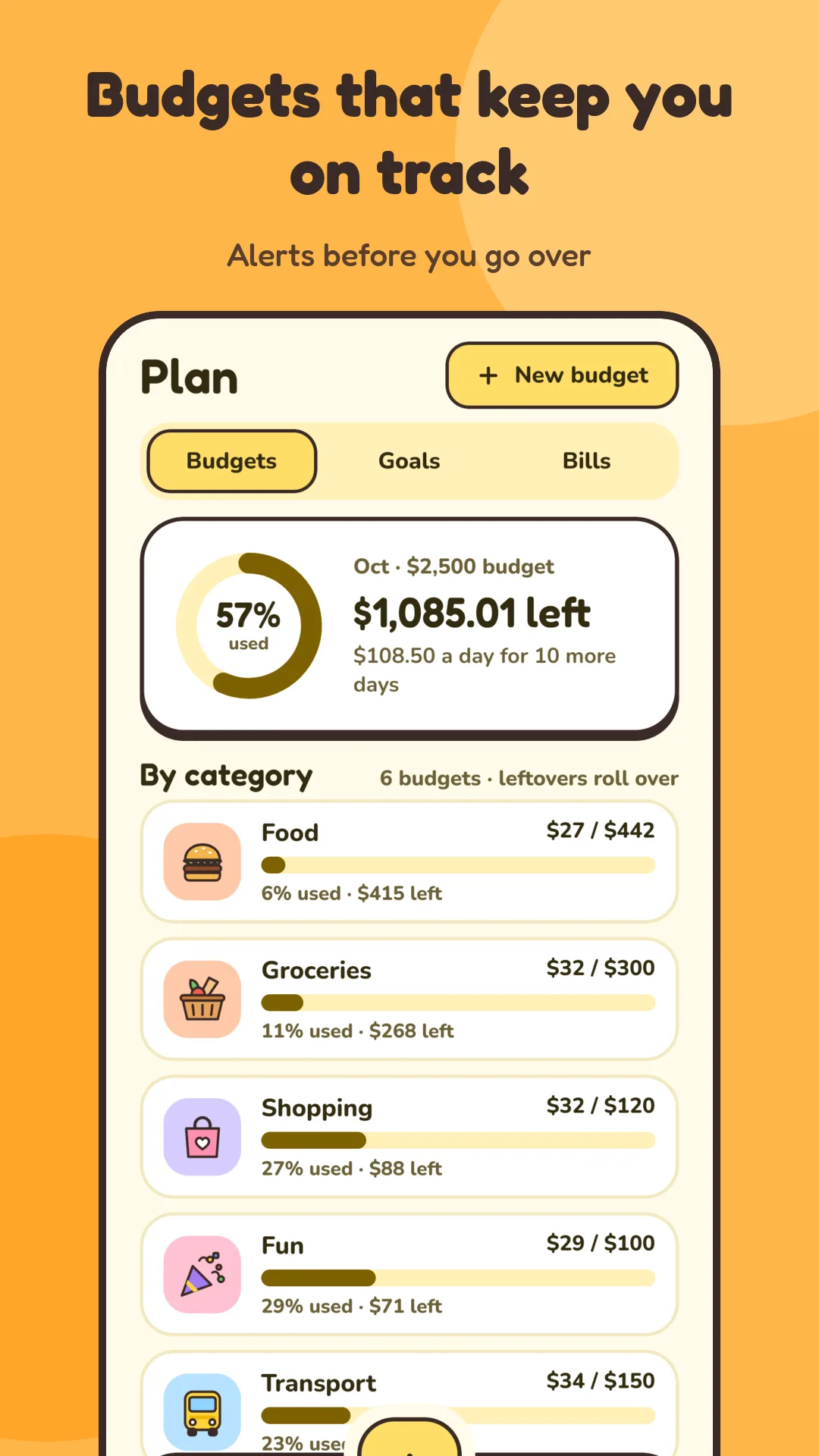 Budgets that keep you on track