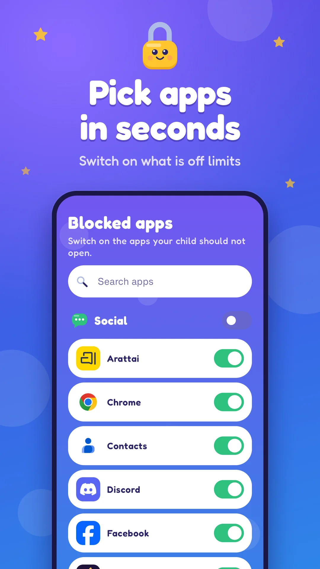 Pick apps in seconds